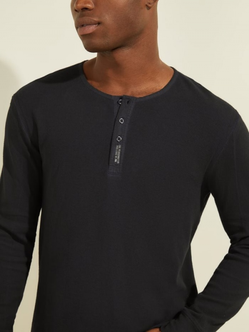 Guess Gomer Henley Erkek Tişört Mavi | 92057WDBR