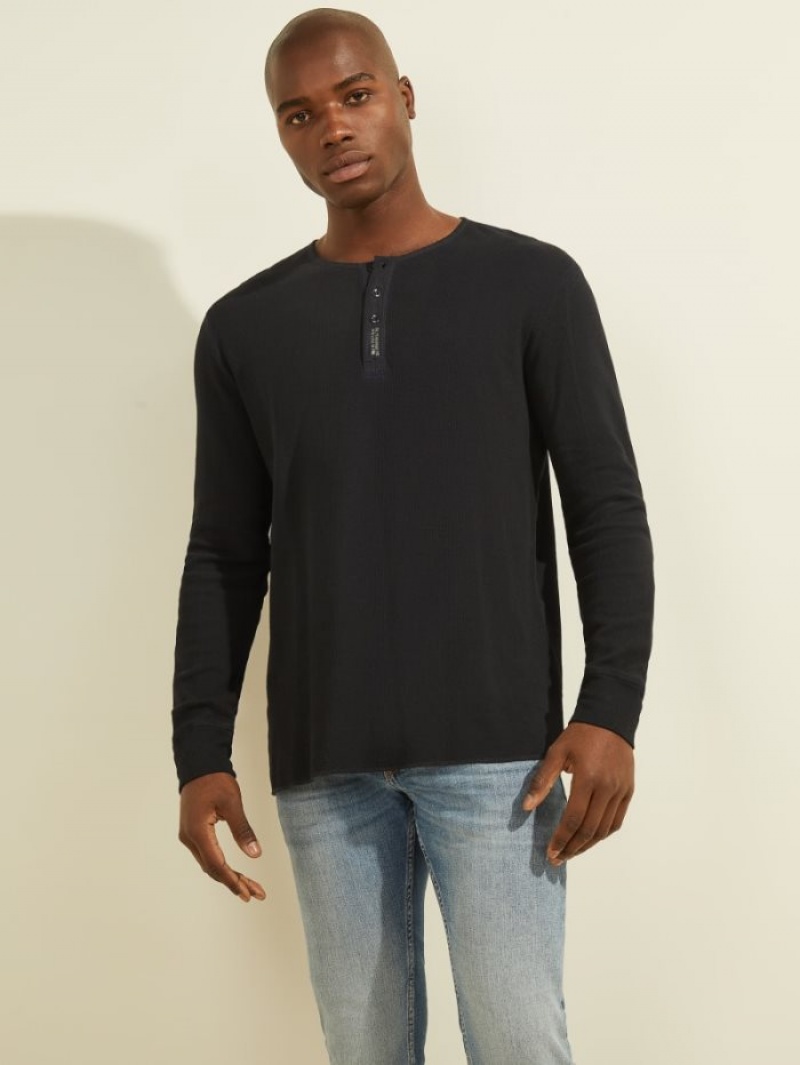 Guess Gomer Henley Erkek Tişört Mavi | 92057WDBR