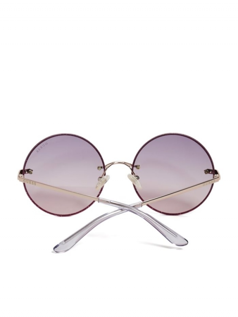 Guess Greyson Glitter Trim Round Kadın Güneş Gözlüğü Açık Mavi | 46901AVHU