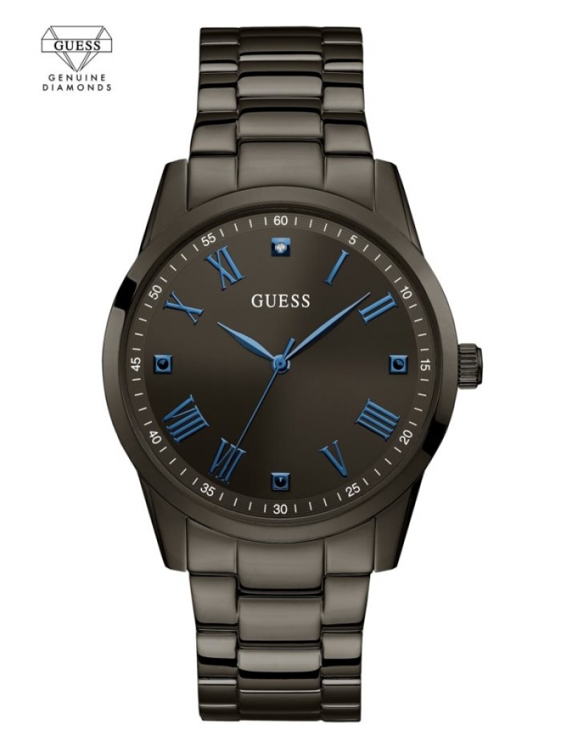 Guess Gunmetal And Blue Analog Erkek Saat Siyah | 17589ARLS