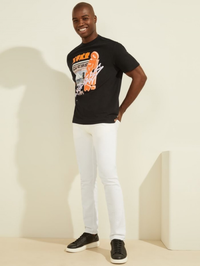 Guess Japan Subway Baskılı Tee Erkek Tişört Siyah | 17305ZJIW