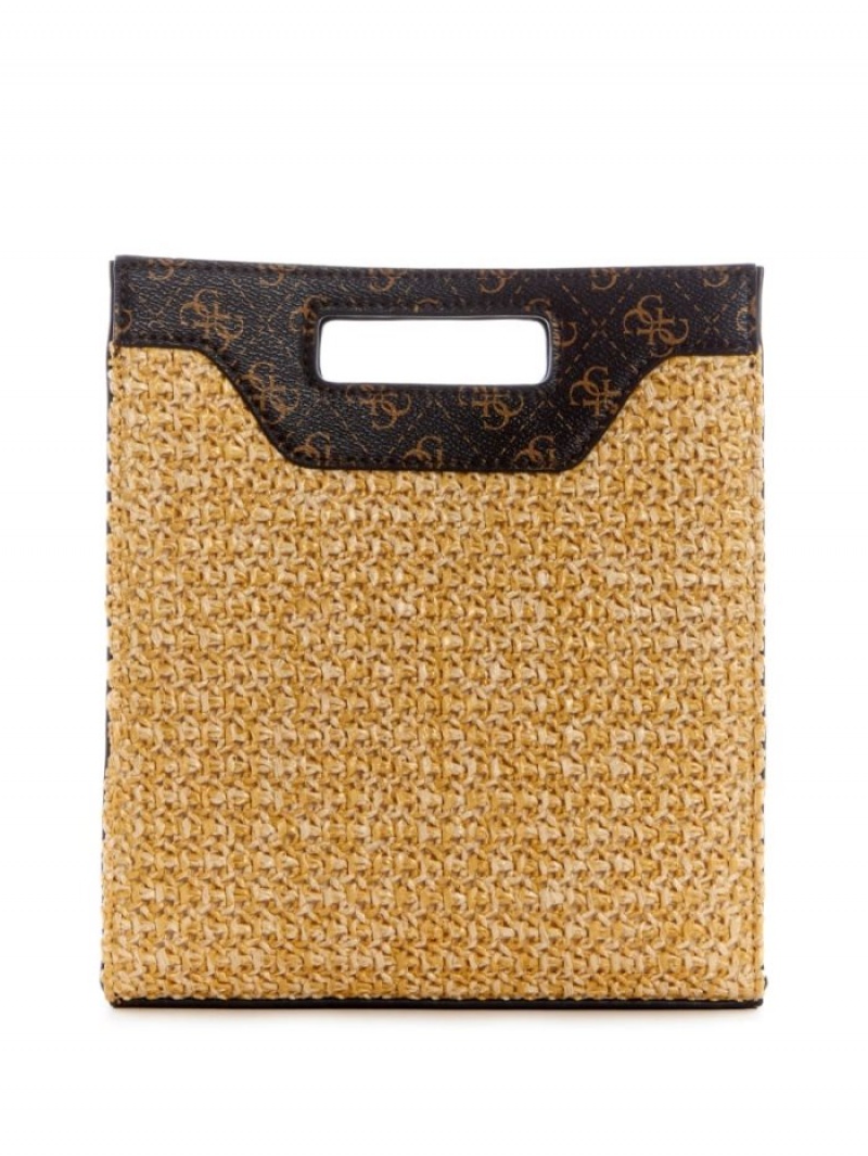 Guess Kasinta Raffia Cutout Kadın Mini Çanta Bej Rengi | 01829SPIH