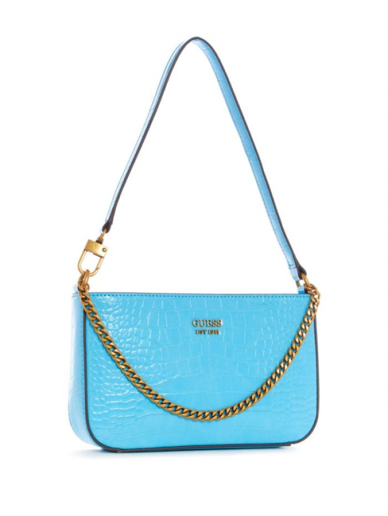 Guess Katey Croc Kadın Mini Çanta Açık Mavi | 81537ZDLY