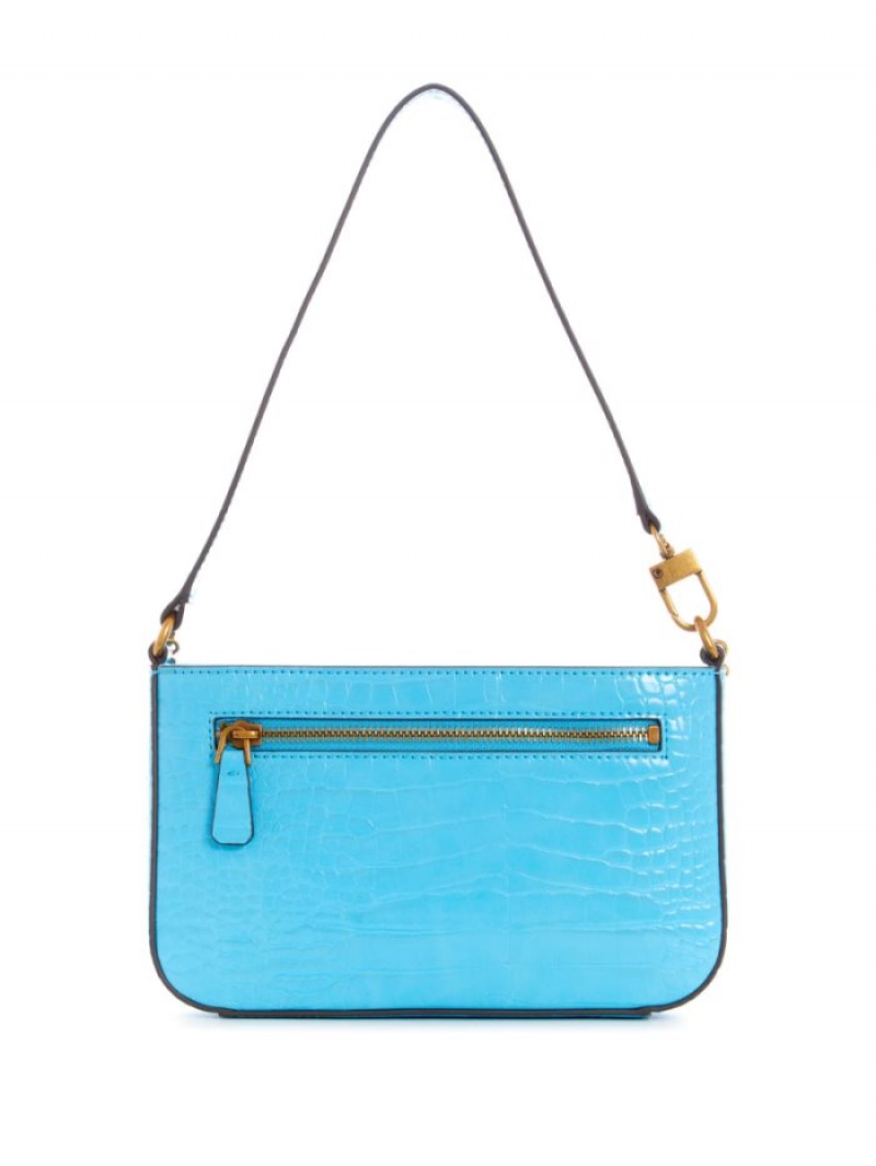 Guess Katey Croc Kadın Mini Çanta Açık Mavi | 81537ZDLY