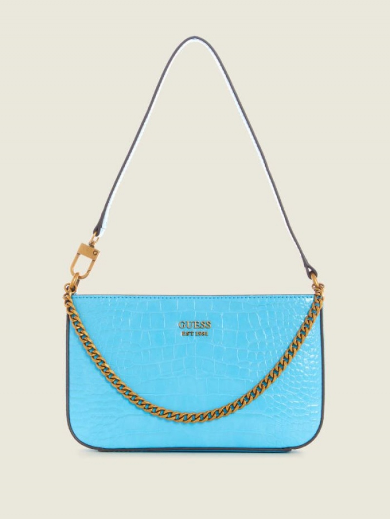 Guess Katey Croc Kadın Mini Çanta Açık Mavi | 81537ZDLY