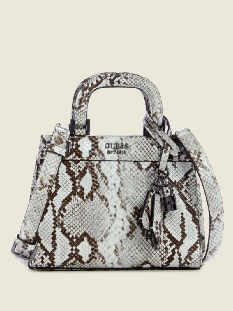 Guess Katey Croc Kadın Satchel Çanta Gri | 48576GVRC
