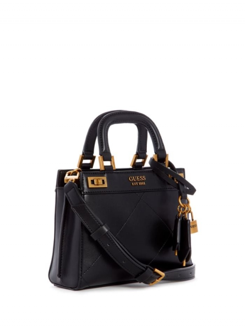 Guess Katey Kapitone Kadın Satchel Çanta Siyah | 41320STBL