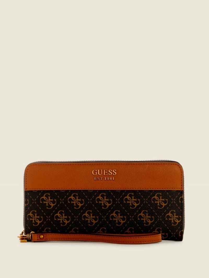 Guess Katey Zip-Around Kadın Cüzdan Kahverengi | 96021YGRS
