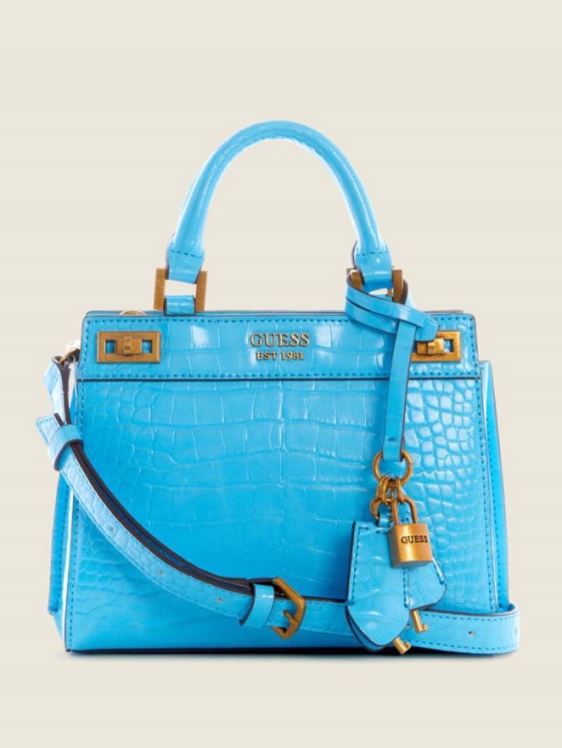 Guess Katie Croc Kadın Satchel Çanta Açık Mavi | 68230OBKT