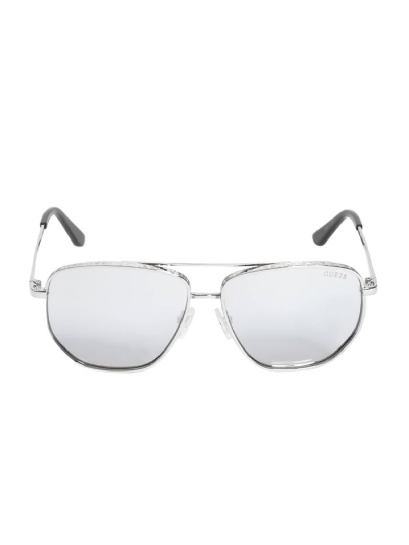 Guess Kelly Aviator Kadın Güneş Gözlüğü Gümüş | 35120OHTF
