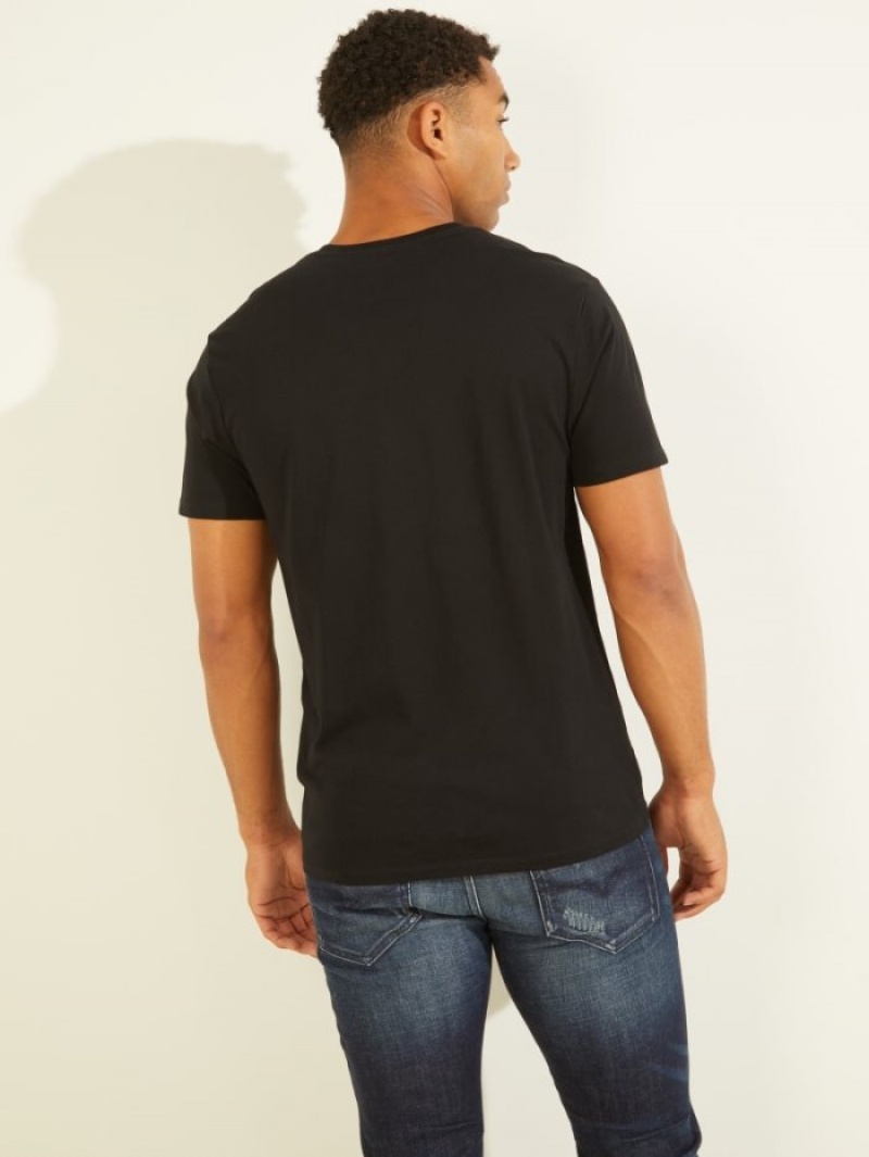 Guess Klasik Logo Tee Erkek Tişört Siyah | 36208GHNK