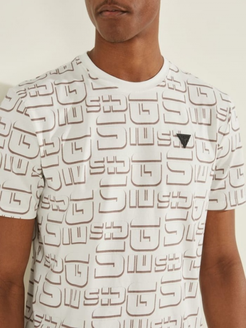 Guess Logo Tee Erkek Tişört Beyaz | 40972XEMD