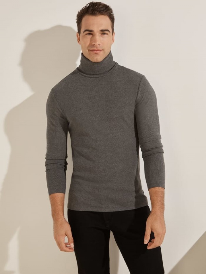 Guess Mateo Turtleneck Tee Erkek Kapüşonlu Sweatshirt Siyah | 31672YOXH