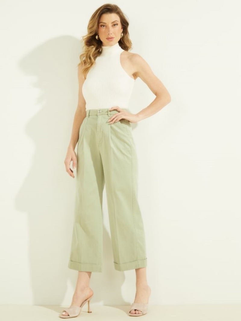 Guess Matilde Geniş Legs Kadın Pantolon Açık Yeşil | 40385FBPE