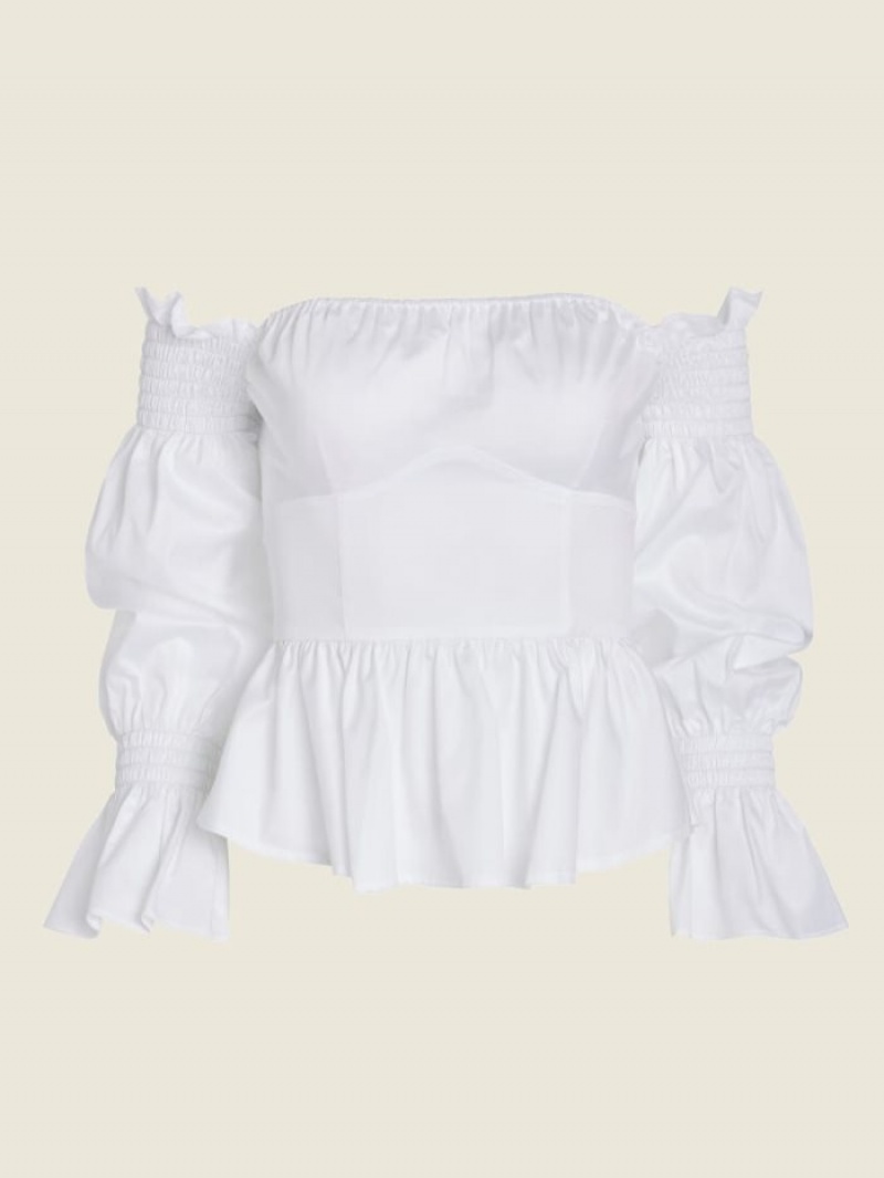 Guess Mattie Off-Shoulder Kadın Üstler Beyaz | 98630RLMG