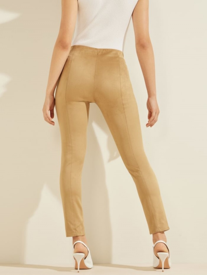 Guess Maya Faux-Süet Leggings Kadın Pantolon Haki | 78956GQYS