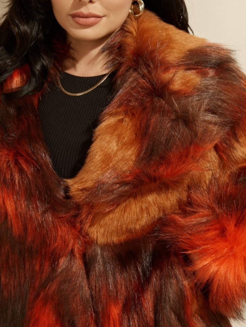 Guess Molly Faux-Fur Kadın Ceket Turuncu | 41920EOWC