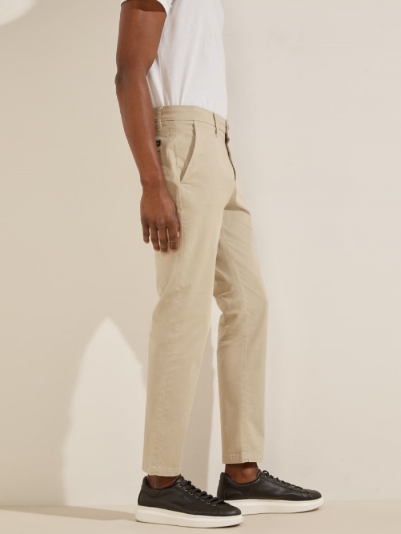 Guess Myron Twill Skinnys Erkek Pantolon Bej Rengi | 94185WHYM