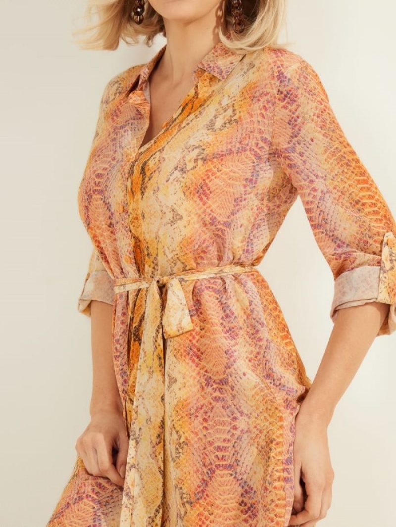 Guess Next Level Silk Kadın Elbise Turuncu | 08493BPIM
