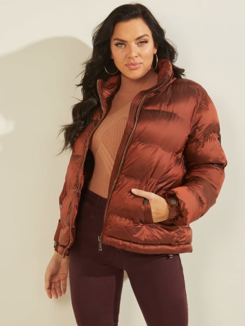 Guess Nichole Puffer Kadın Ceket Bordo | 72306HYFI