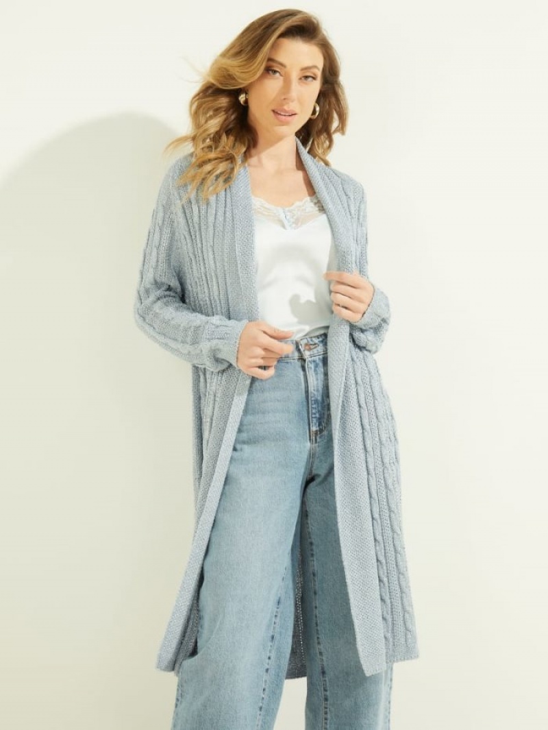 Guess Nicole Cardigan Kadın Kapüşonlu Sweatshirt Mavi | 58921KDOE