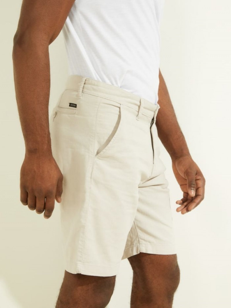 Guess Otis Herringbone Chinos Erkek Pantolon Bej Rengi | 67342MSOR