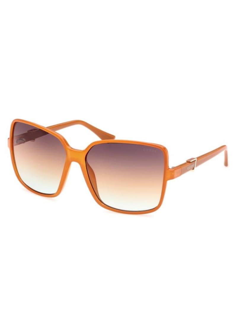 Guess Oversized Square Logo Kadın Güneş Gözlüğü Turuncu | 62945NQPS