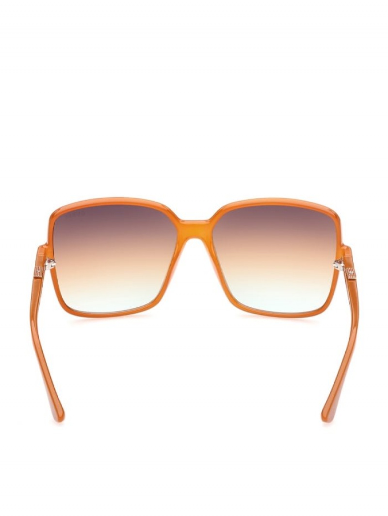 Guess Oversized Square Logo Kadın Güneş Gözlüğü Turuncu | 62945NQPS