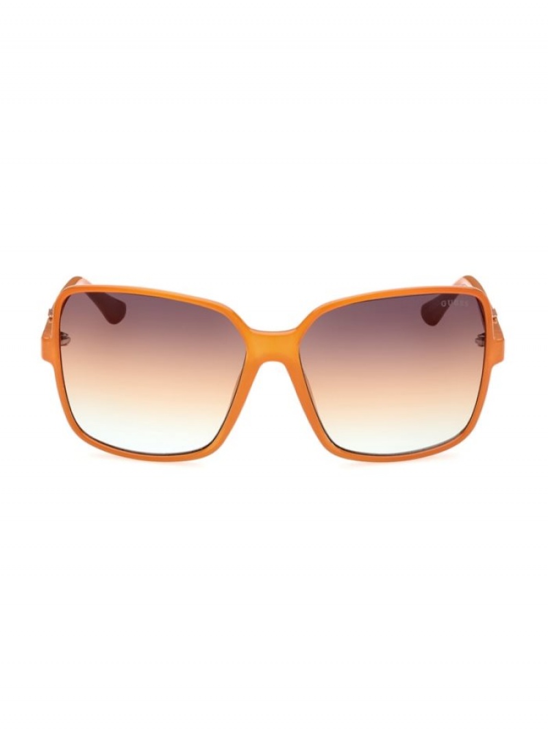 Guess Oversized Square Logo Kadın Güneş Gözlüğü Turuncu | 62945NQPS