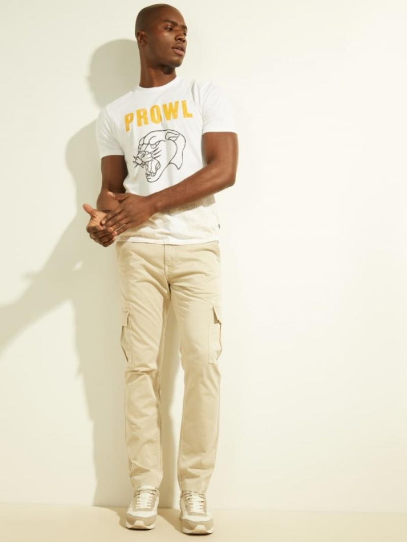 Guess Panther Tee Erkek Tişört Beyaz | 96712SPBW