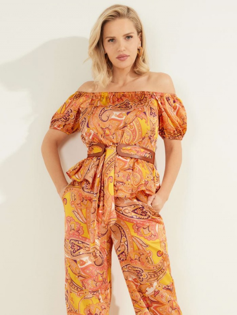 Guess Penny Printed Off-Shoulder Kadın Üstler Çiçekli | 26834AUTK