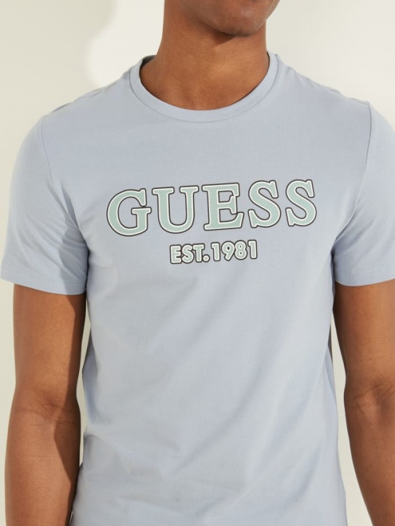 Guess Point Logo Tee Erkek Tişört Mavi | 82105QNDT