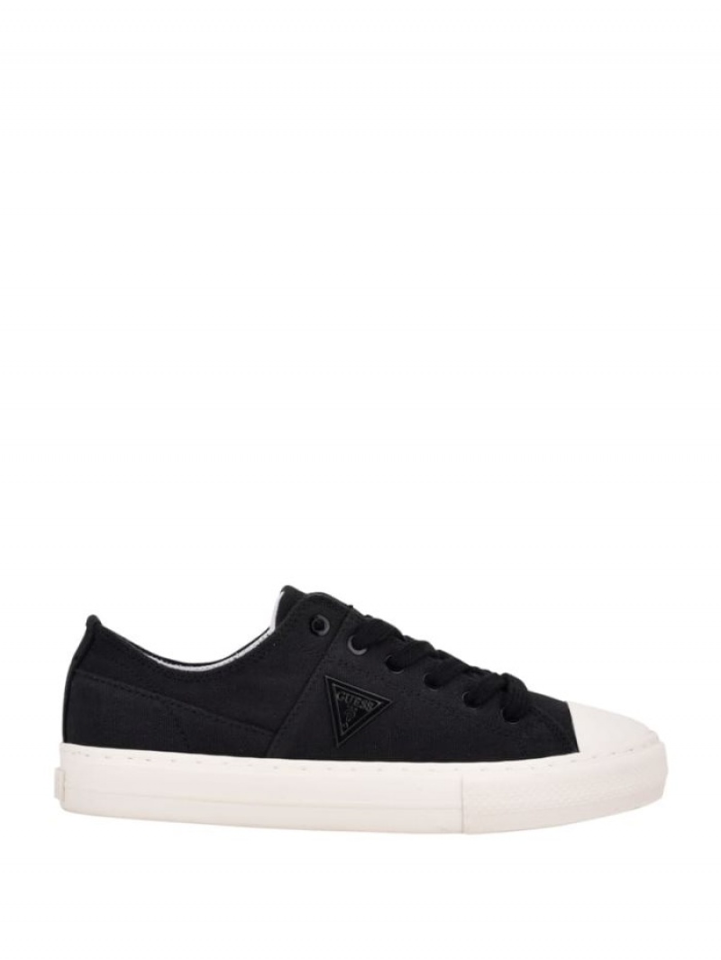 Guess Pranze Low-Top Kanvas Kadın Spor Ayakkabı Siyah | 61284TFHM
