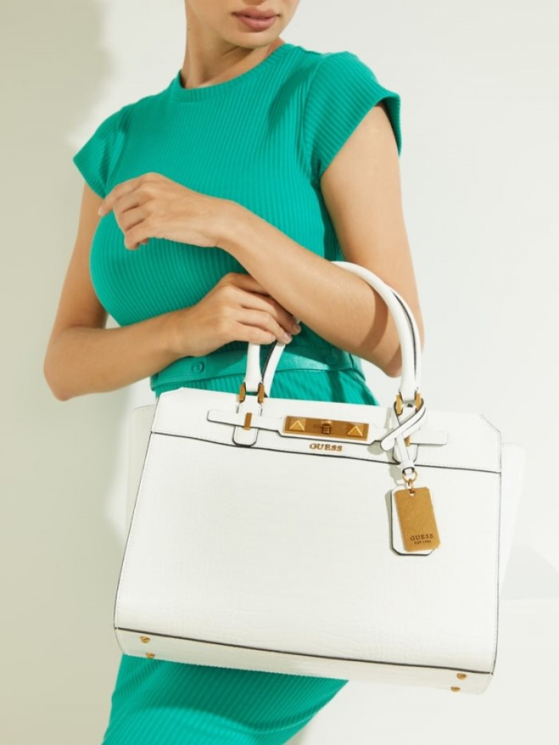 Guess Raffie Crocodile Kadın Çapraz Askılı Çanta Beyaz | 86352QZGU