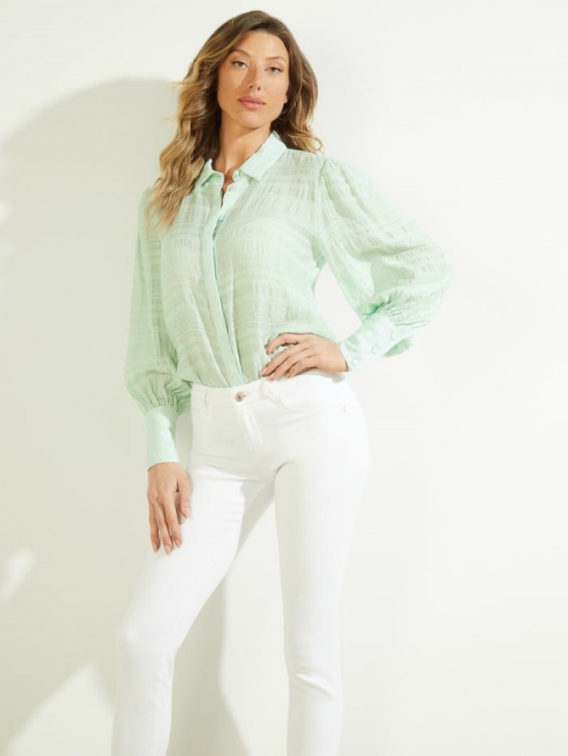 Guess Rav Crinkle Kadın Üstler Açık Turkuaz | 59608RAIZ