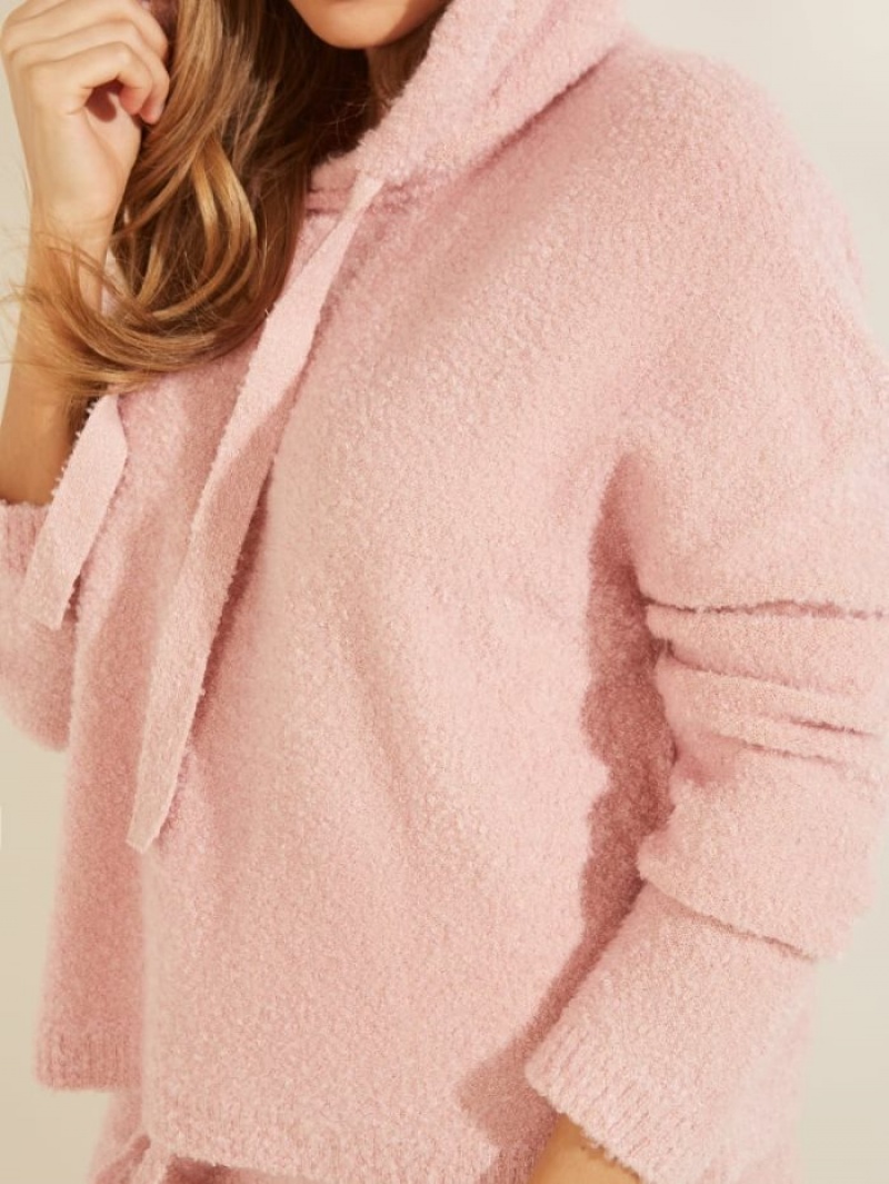 Guess Reeda Yün-Blend Shimmer Kadın Kapüşonlu Sweatshirt Pembe | 18509OVQI