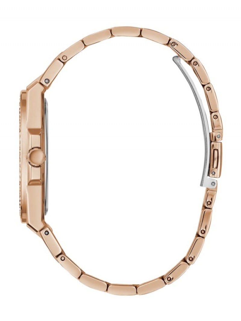 Guess Rose Gold-Tone and Rhinestone Analog Kadın Saat Pembe Altın | 28540IZRO