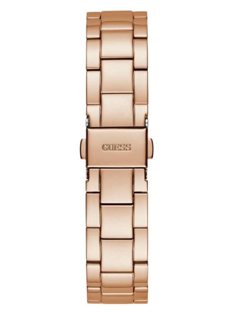Guess Rose Gold-Tone and Rhinestone Çok Işlevli Kadın Saat Pembe Altın | 76495QMFO