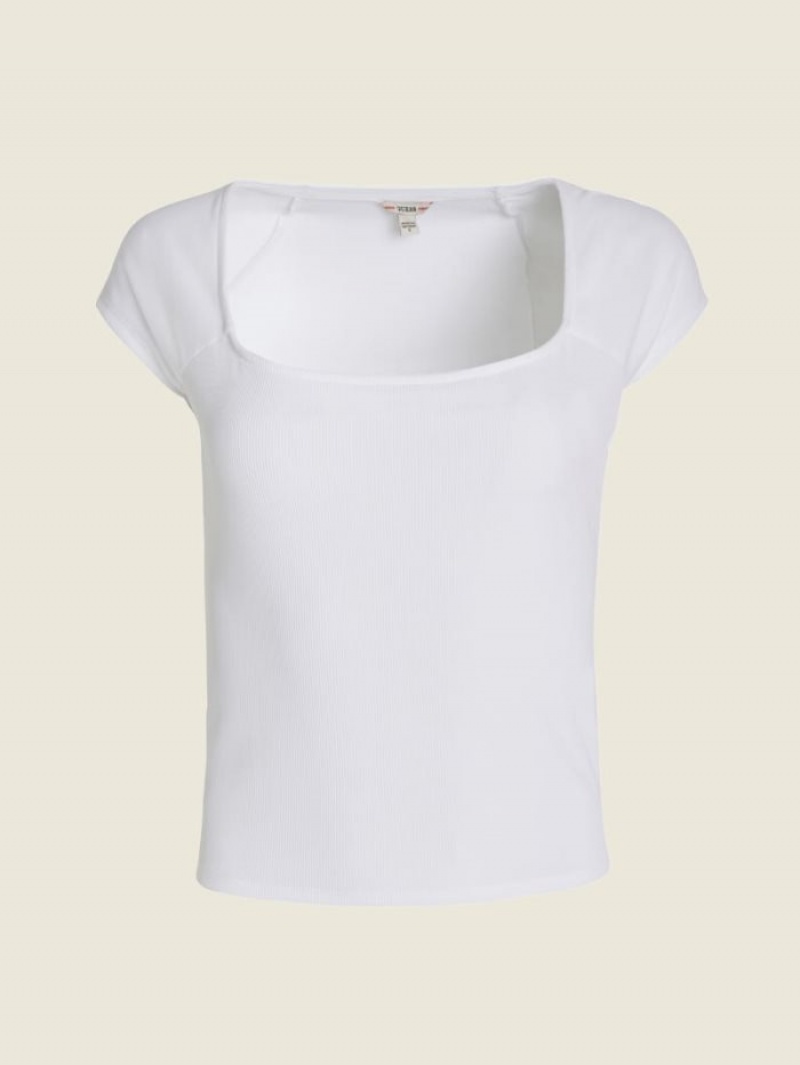 Guess Script Logo Tee Kadın Üstler Beyaz | 21395HRBL