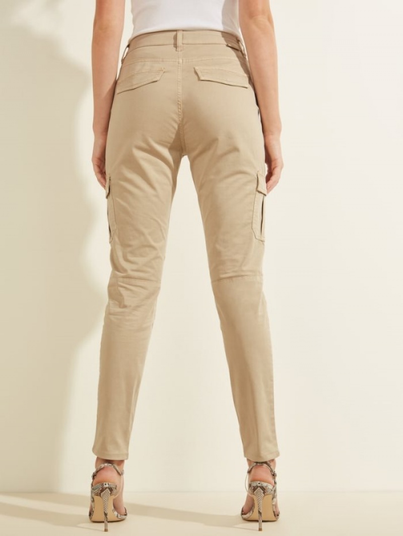 Guess Sexy Cargos Kadın Pantolon Bej Rengi | 83756YEFV