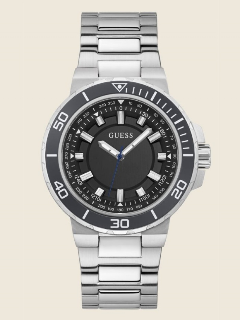 Guess Silver-Tone Analog Erkek Saat Renkli | 34279SNRF