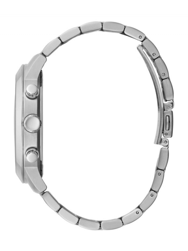 Guess Silver-Tone And Chrono-Look Çok Işlevli Erkek Saat Gümüş | 47198BFMK