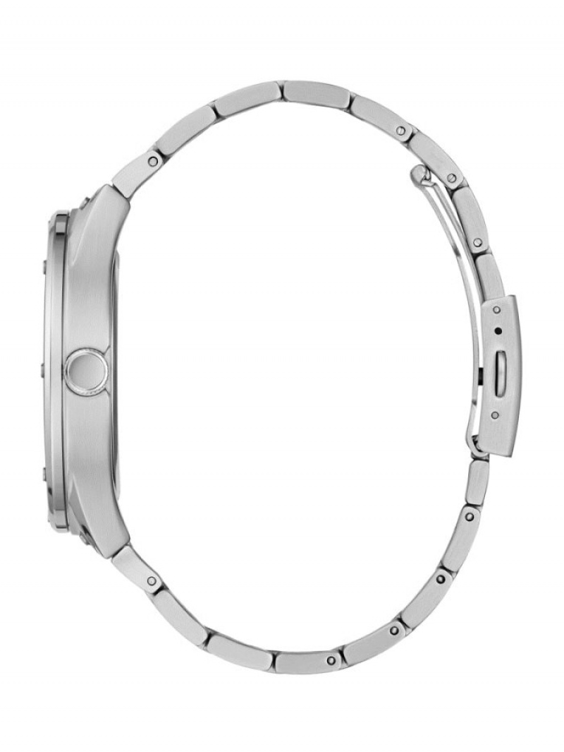 Guess Silver-Tone and Analog Erkek Saat Gümüş | 74938ZWAE