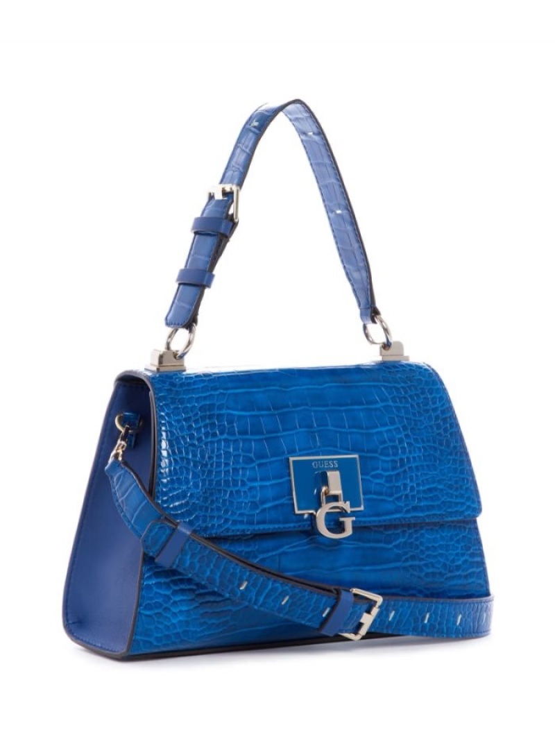 Guess Stephi-Handle Flap Kadın Satchel Çanta Mavi | 71863GFOI