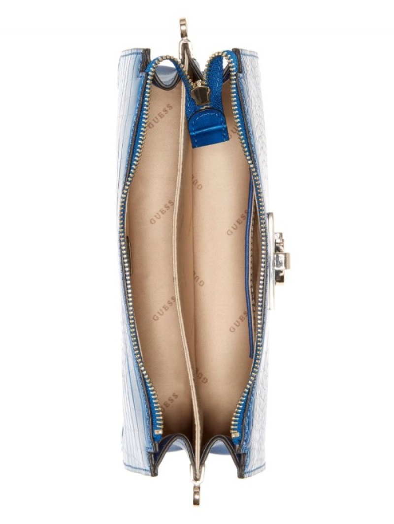 Guess Stephi Zip Kadın Çapraz Askılı Çanta Mavi | 24579PQXE