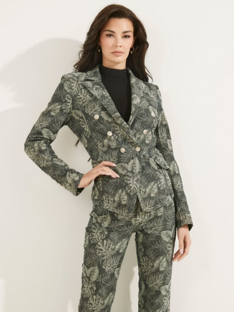 Guess Tailor Printed Kadın Ceket Zeytin Yeşili | 56924RUNF