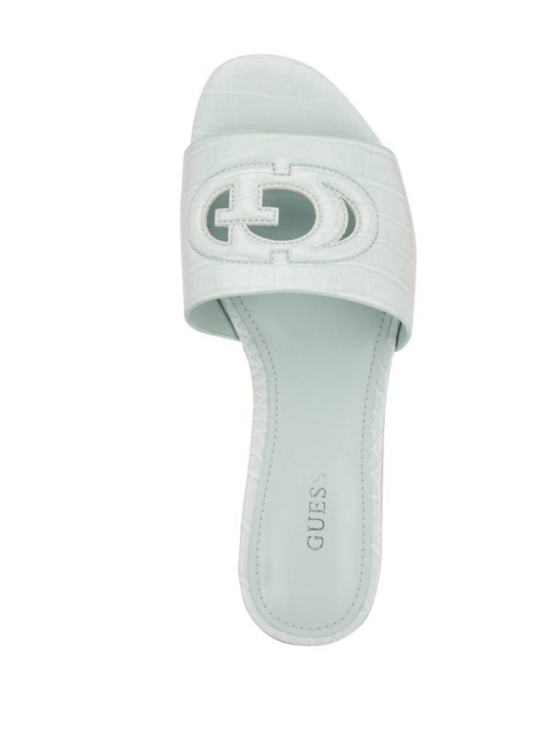 Guess Tashia Logo Kadın Terlik Açık Mavi | 69548KXOQ
