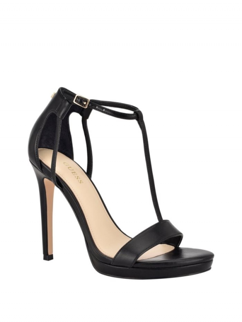 Guess Tecru T-Askılı Stilettos Kadın Topuklu Ayakkabılar Siyah | 57398OMZW