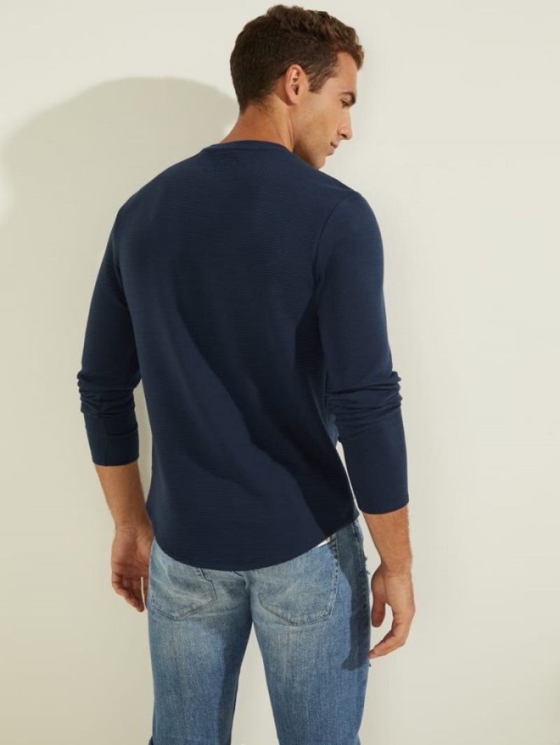 Guess Textured Jersey Crewneck Erkek Tişört Mavi | 06387SXTH