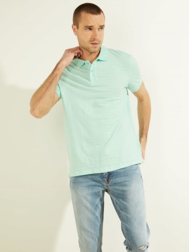 Guess Textured Stripe Erkek Gömlek Mavi | 43209MZLP